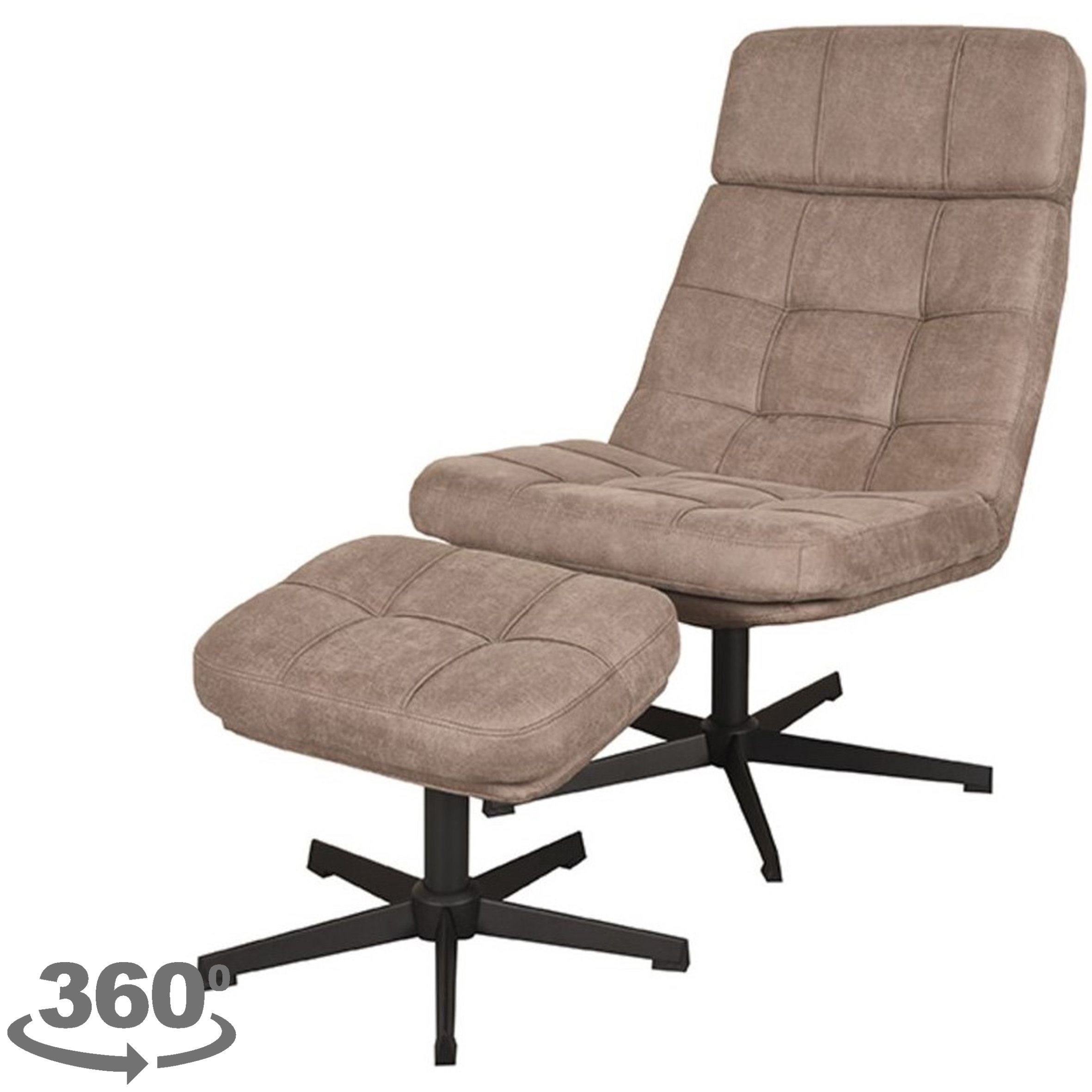 Draaifauteuil met hocker Taupe CH-73.028 Alvar B53 x D57 x H83 cm