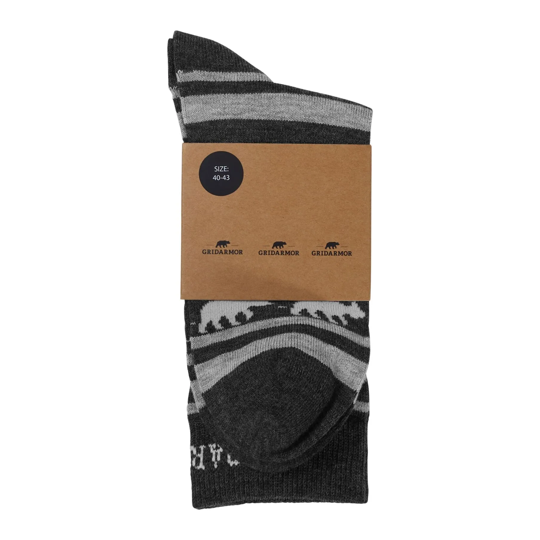 Gridarmor Striped Bear Merino Socks Dark Grey Melange