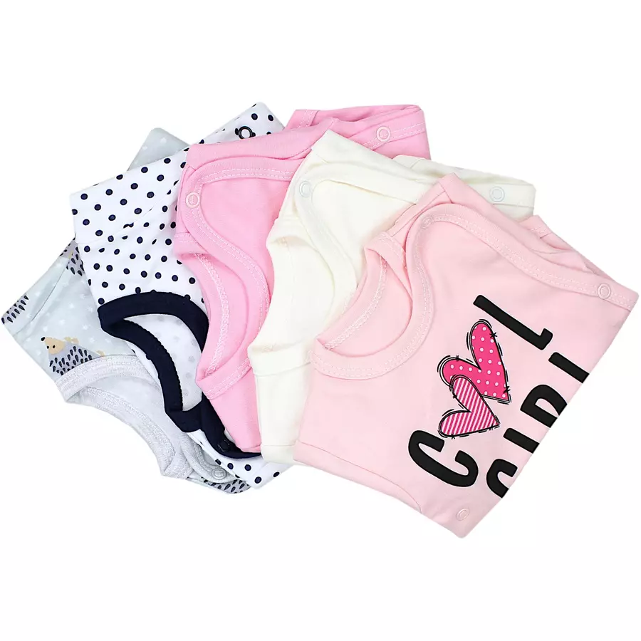 TupTam Baby Mädchen Kurzarm Wickelbody 5er Set apricot