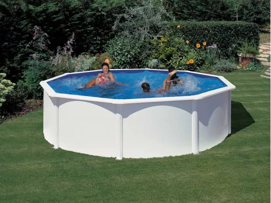 Piscine acier blanc Fidji ronde 4,80 x 1,22 m - Gré