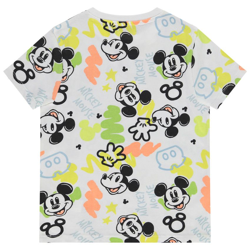 T-shirt manches courtes imprimé Mickey Disney pour garçon - Blanc
