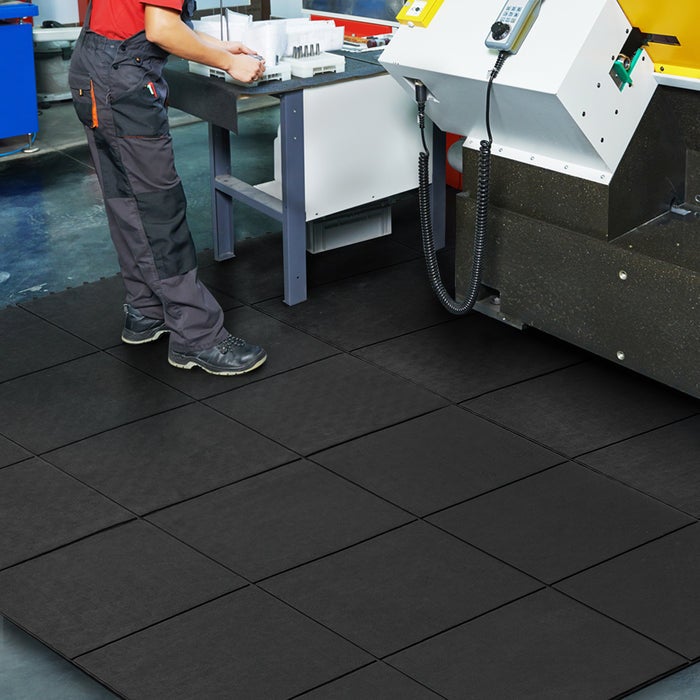 Rubberen mat - insteeksysteem - afmeting: 92x92 cm - glad