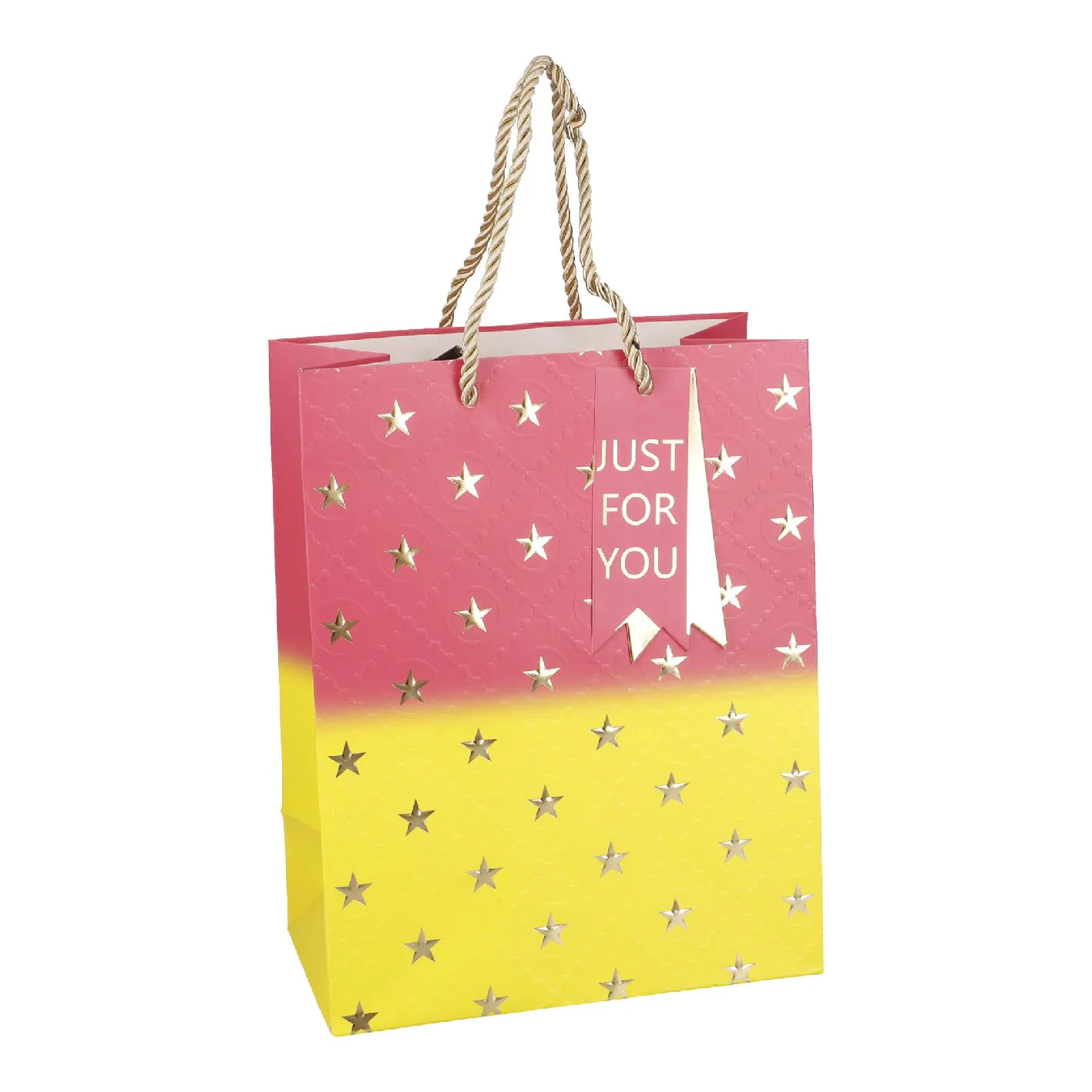 Geschenktüte Stern/Verlauf, pink/gelb, 18 x 23 cm