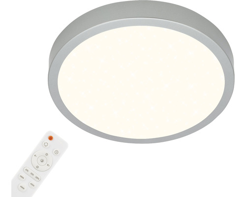 LED plafondlamp, dimbaar, 22W, 2900 lm, 2700-6500 K CCT, Ø 38 cm, Runa zilver + sterrenhemeleffect, nachtlampfunctie, geheugenfunctie, afstandsbediening