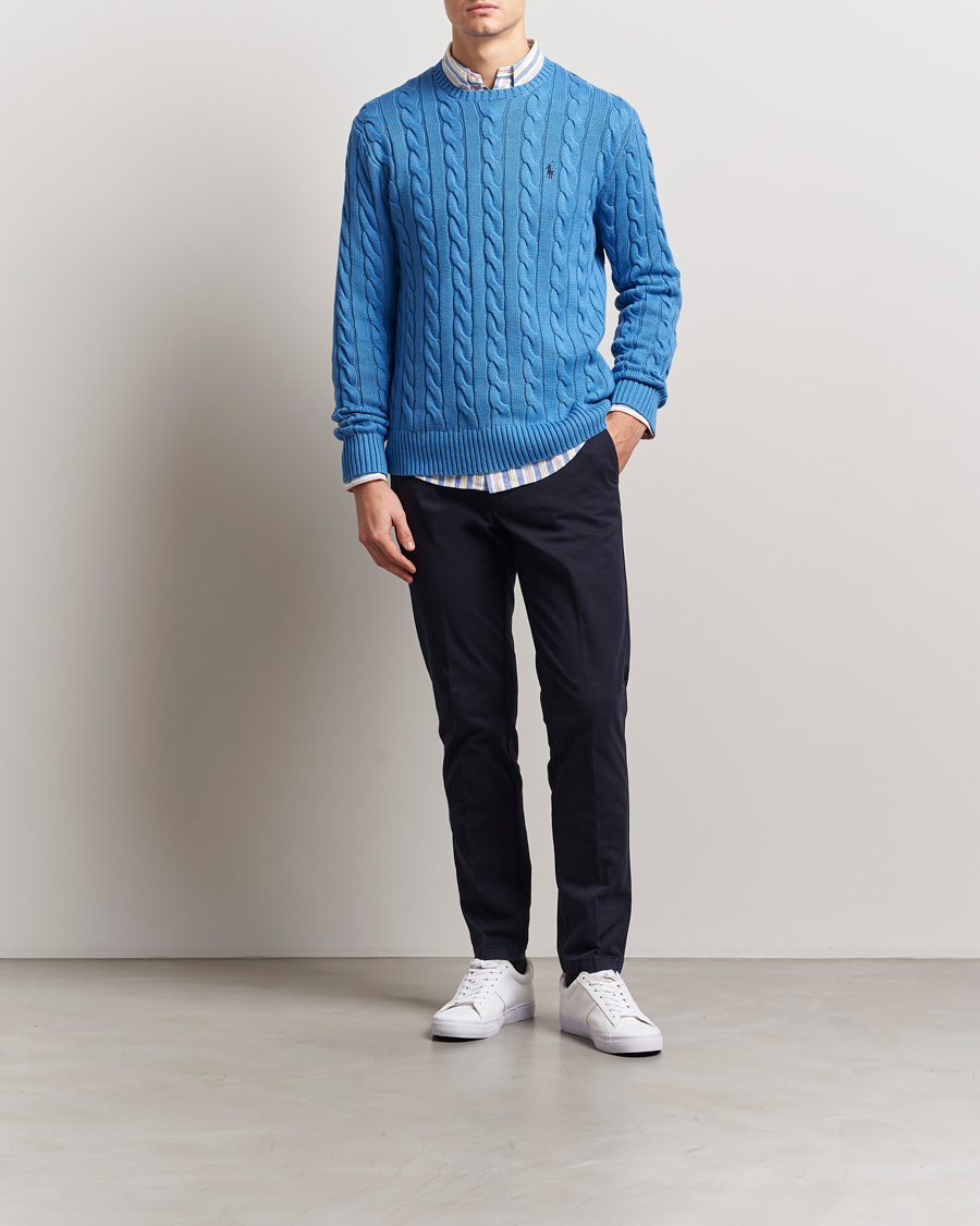 Polo Ralph Lauren Cotton Cable Pullover  Blue Orbit