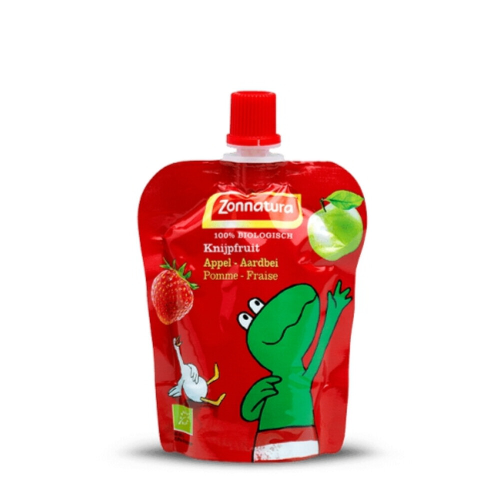 Zonnatura Knijpfruit Appel/Aardbei Biologisch4 x 85 gr