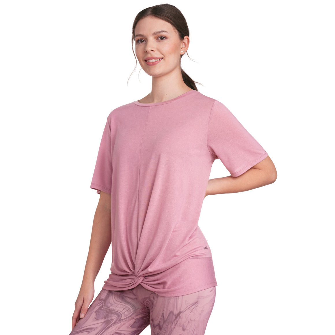 Gina Sports Damen Yoga-T-Shirt mit Knotendetail rosa
