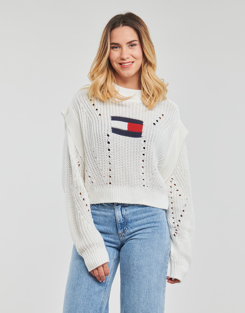 Tommy Jeans - TJW OVRSZD FLAG STITCH SWEATER - Blanc
