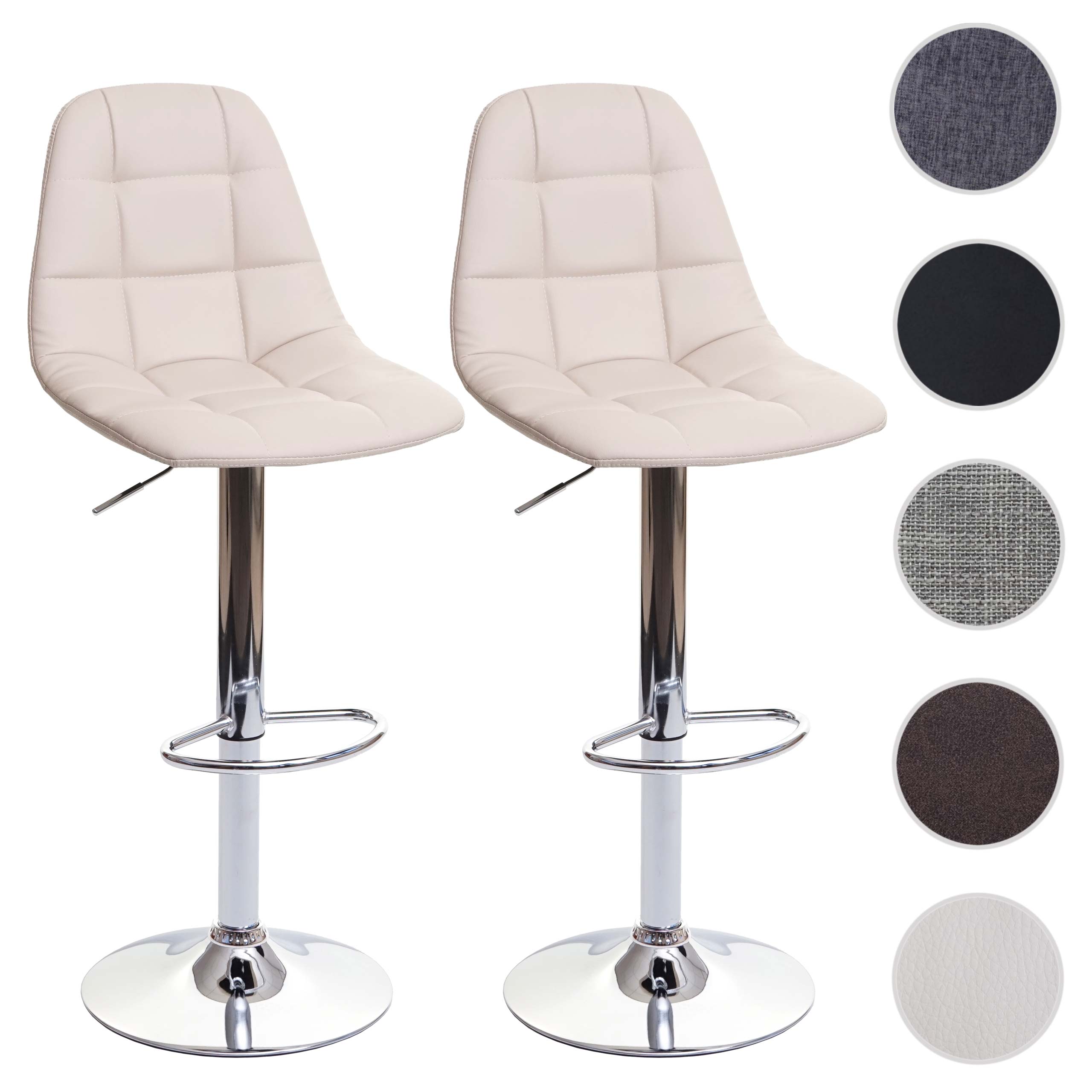 2er-Set Barhocker MCW-A67, Barstuhl Tresenhocker, MVG-zertifiziert ~ creme-beige, Kunstleder