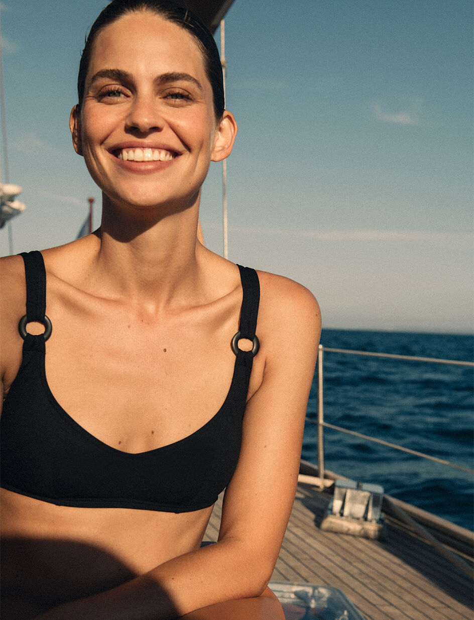 Haut de maillot de bain brassière sans armatures - noir