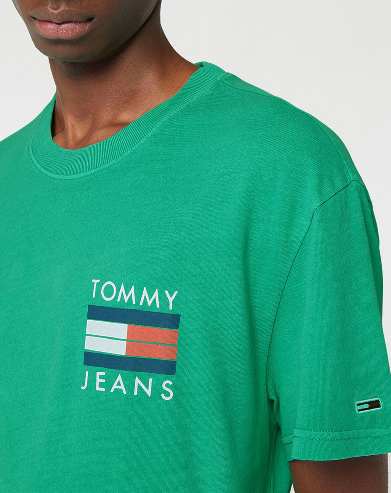 Tommy Jeans T-Shirt 100% Coton Bio Dos imprimé vert