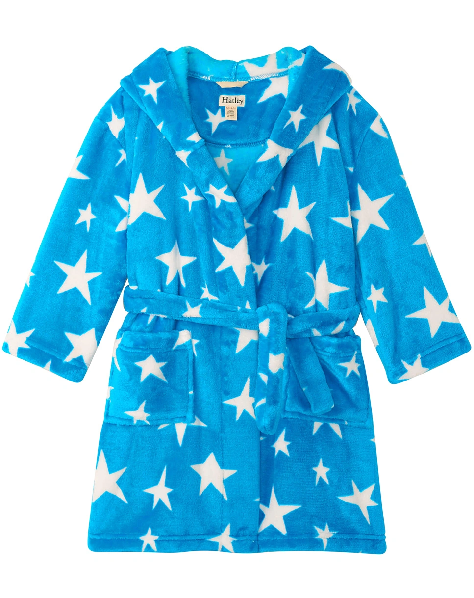 Fleece-Bademantel STARRY NIGHT in sky blue