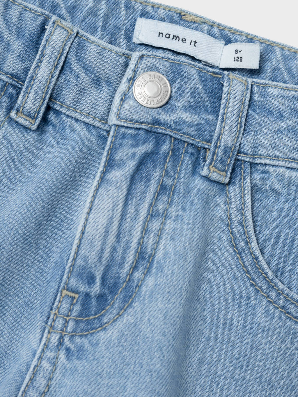 NAME IT straight leg jeans NKFROSE met sterren light blue denim
