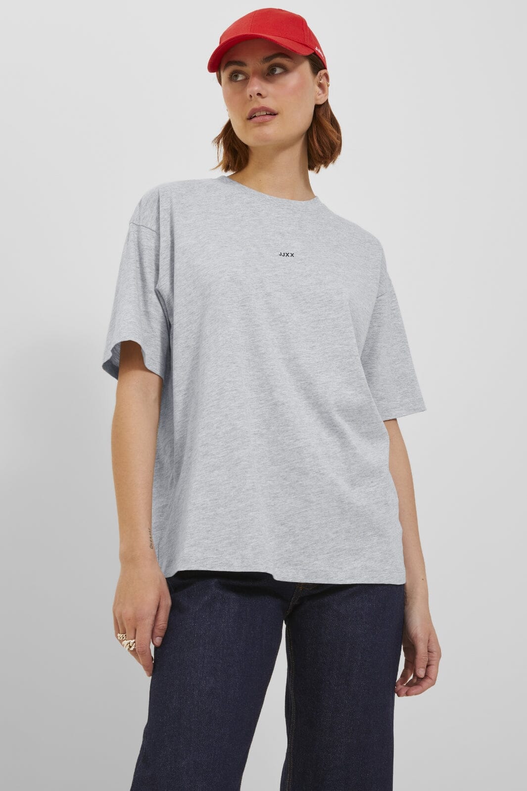 Jjxx Jxandrea Loose Ss Logo Tee 12205777 4229245 light grey melange black jjxx logo