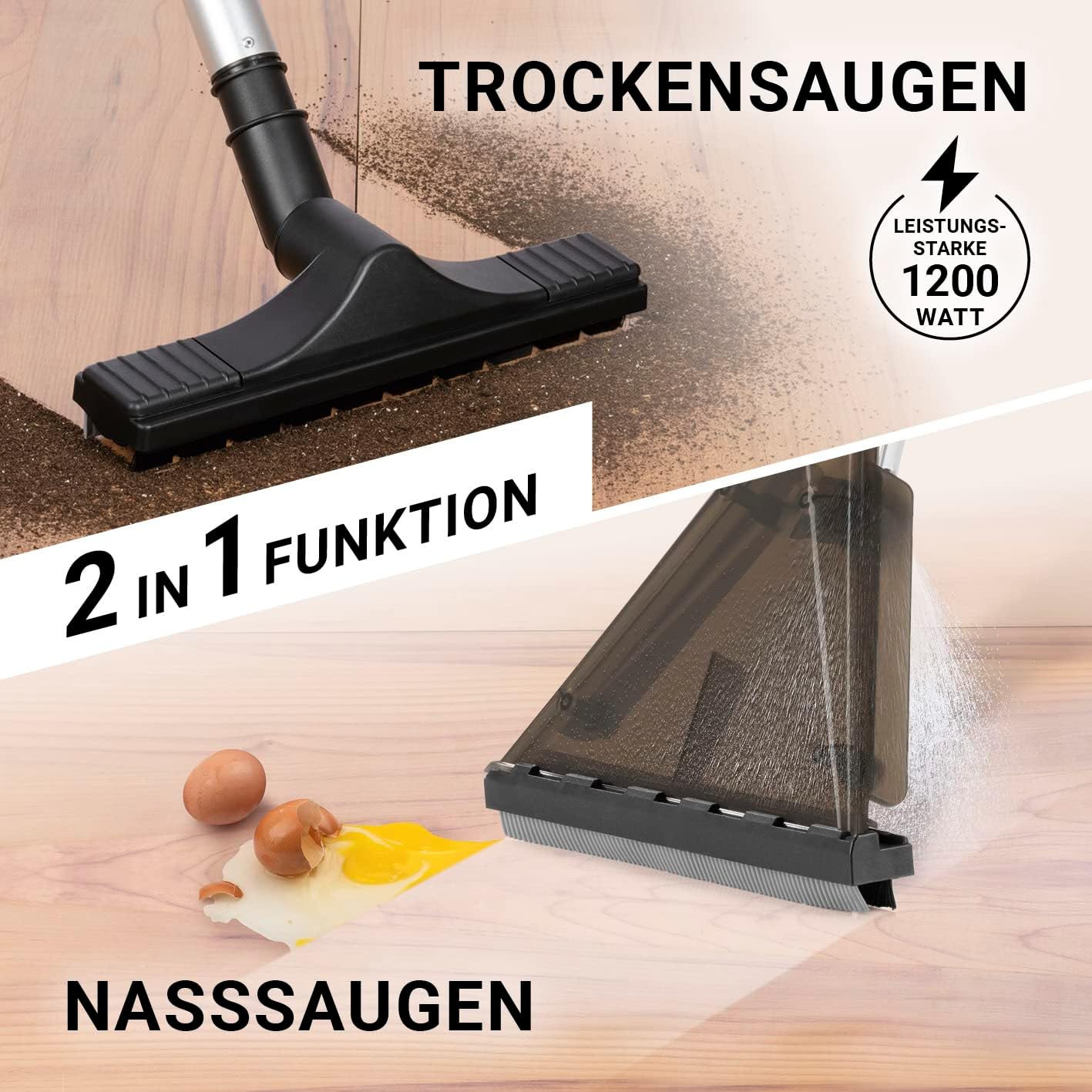 Sprüh- und Waschsauger für hygienische Sauberkeit bis in die Fasertiefe | Inkl. Shampoo | Entfernt hartnäckige Flecken & trocknet schnell | Ideal für Teppiche, Hartböden & Polster [1200 Watt]
