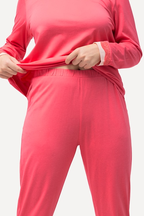 Pyjama, Spitze, Rundhals, Langarm