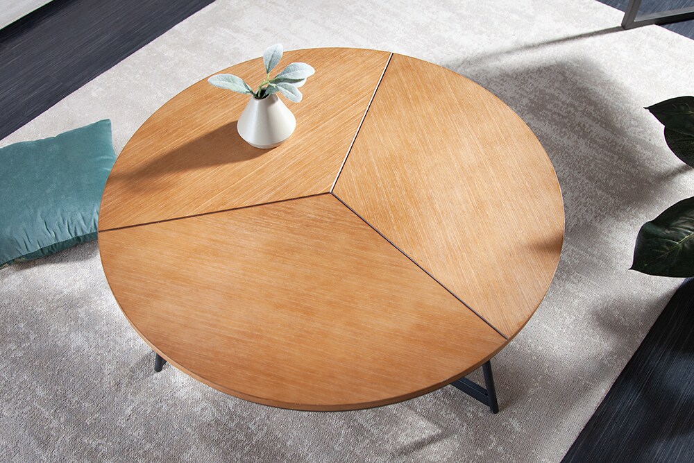 riess-ambiente Couchtisch OAK ELEGANCE - 80cm Eiche Holz-Design schwarzes Metallgestell rund