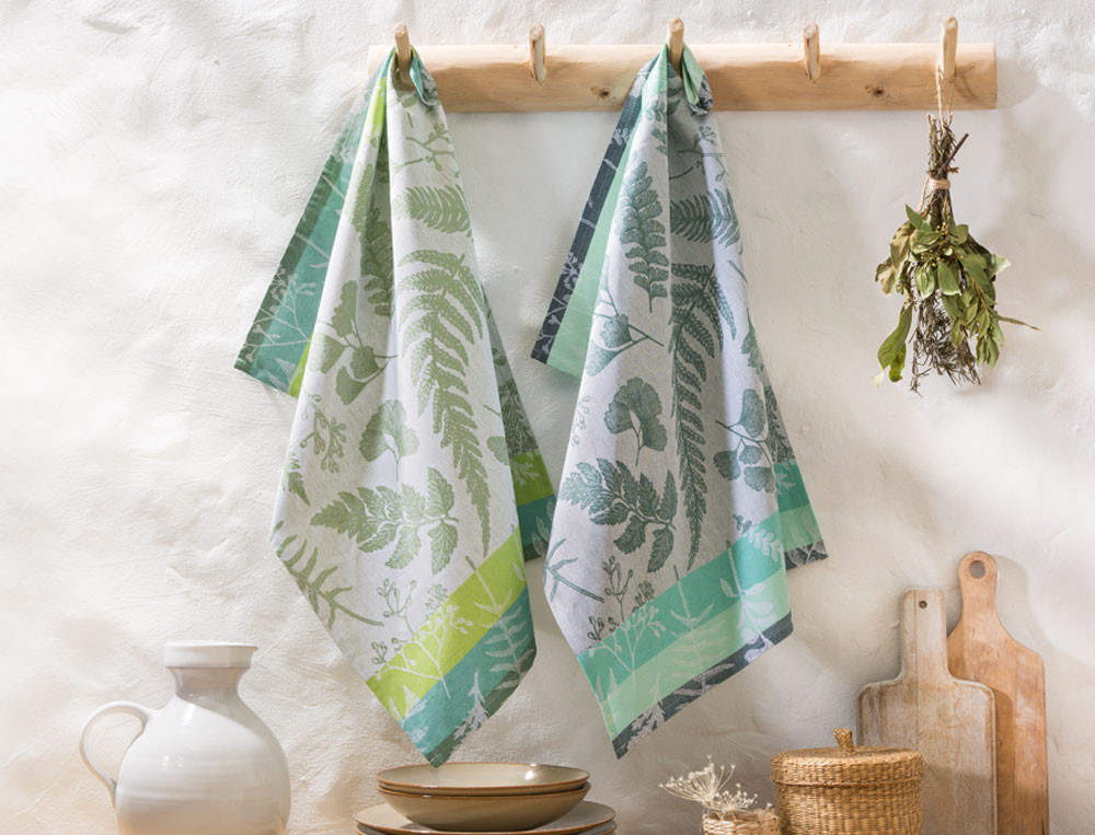 Lot de 2 torchons jacquard-Fougères