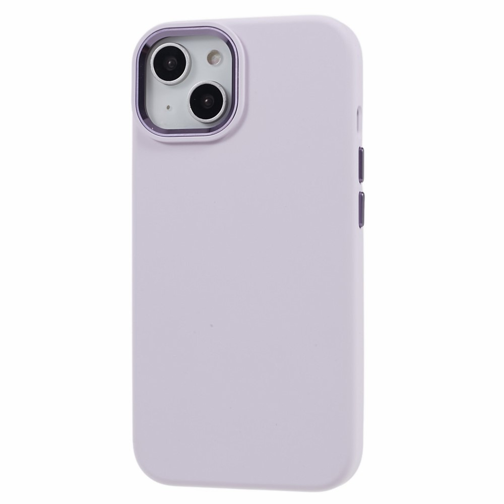 iPhone 15 Silikon Hardcase Hülle mit Metall Kamerarahmen - Lila