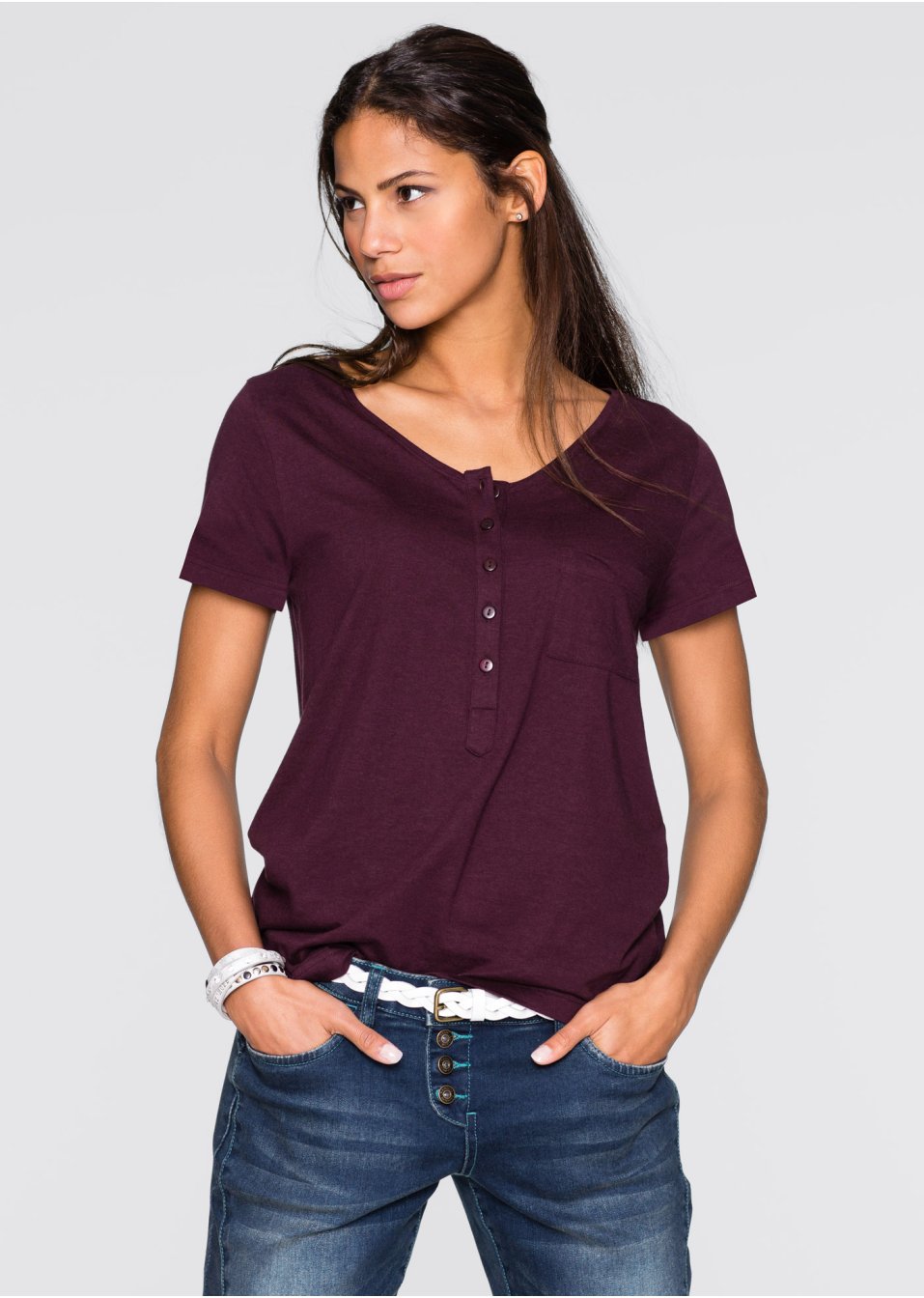 T-shirt avec patte de boutonnage