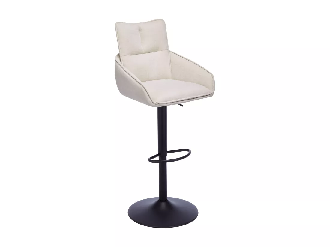 Lot de 2 tabourets de bar en tissu et métal noir - Hauteur réglable - Crème - LIKOLIA