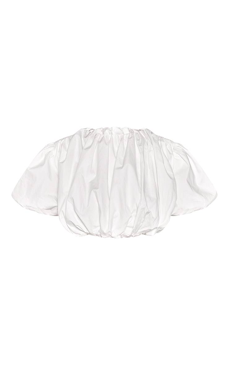 Blanc Haut Court Bouffant En Coton À Manches Courtes
