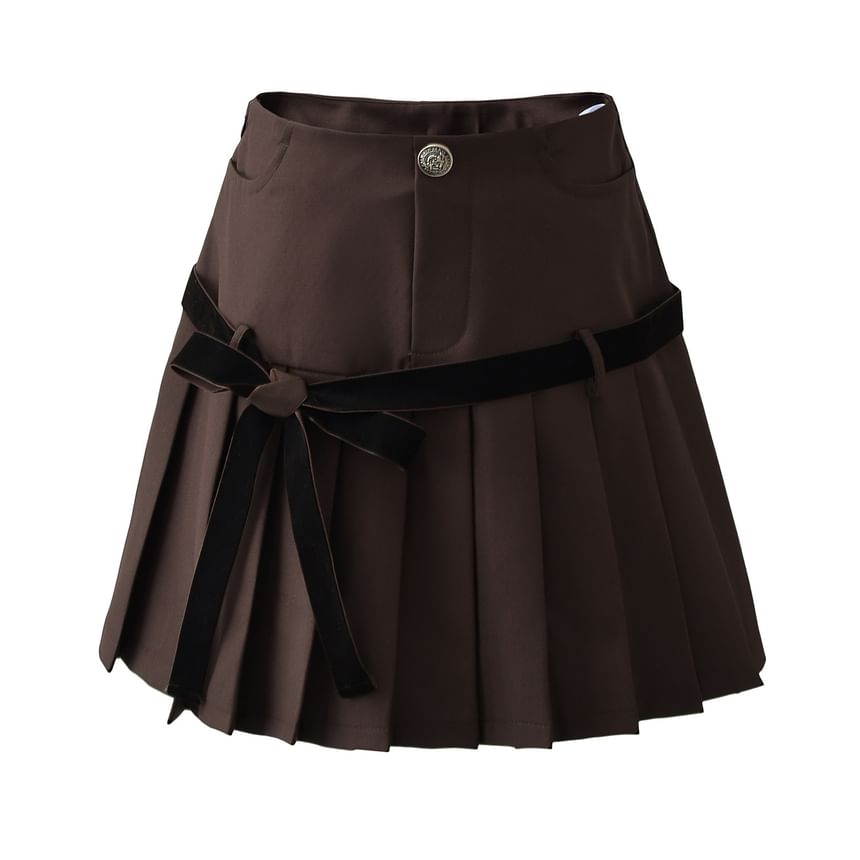 Sundine - Mini A-lijn rok met hoge taille en strikplooien