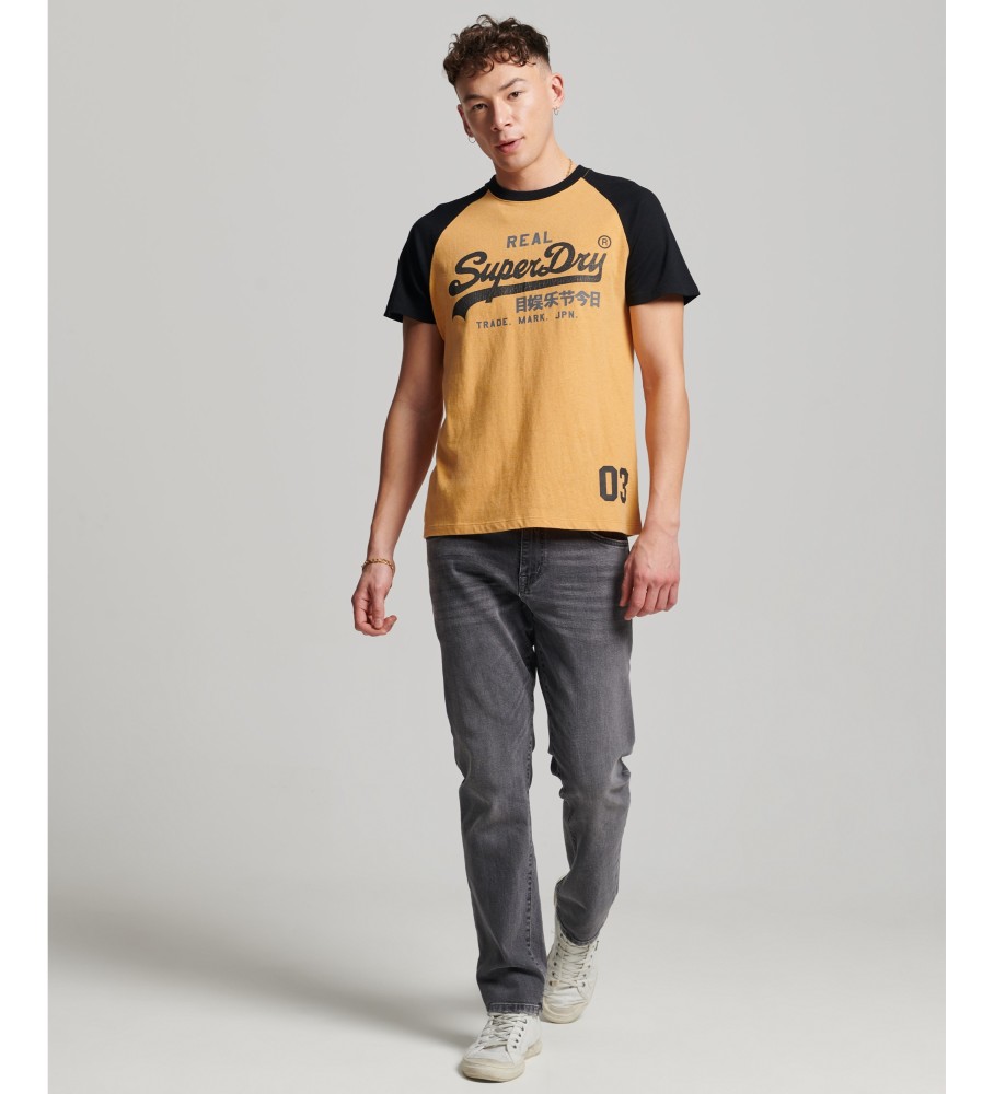 Superdry Camiseta de algodn orgnico mangas ragln y logo Vintage naranja