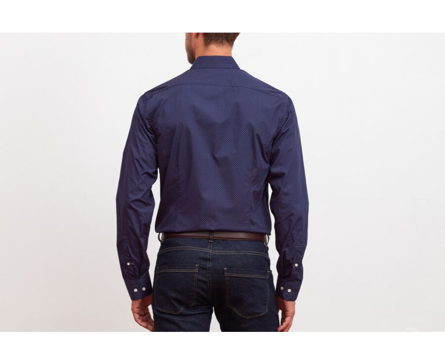 Chemise marine imprimée à motif rouge - PHILBERT