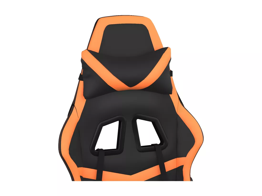 Chaise de jeu de massage et repose-pied Noir&Orange Similicuir