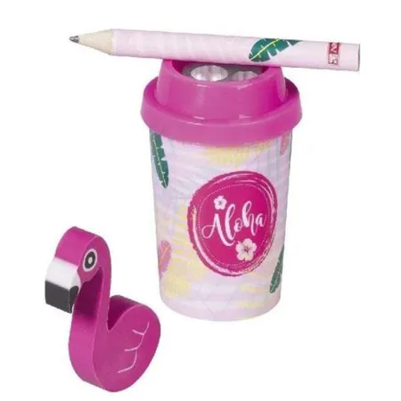 BRUNNEN Dosenspitzer mit Bleistift und Radierer „Tropical“ 6,5 x 4,5 cm, sortiert