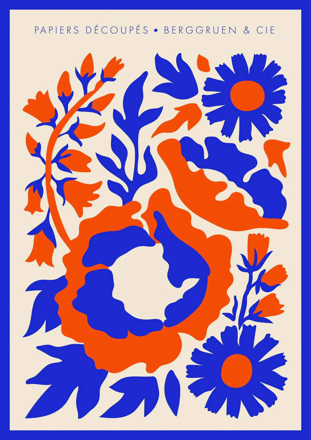 Contrast Flowers Orange Blue Papiers Découpés Kunstausstellung