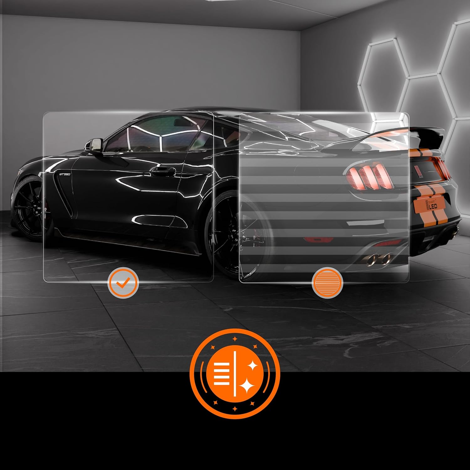 Garagenlampe Hexagon LED 298x209 cm – 15er Set Werkstattbeleuchtung 696W 6500K Kaltweiß – 115LM/W – IP54 – Flimmerfrei – CRI>90 – LED Panel Lichtsystem für Garage, Studio, Detailing, Büro