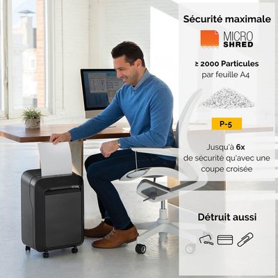 Fellowes Powershred LX211 - destructeur de documents coupe croisée microparticules - 15 feuilles - Corbeille 23 litres - noir