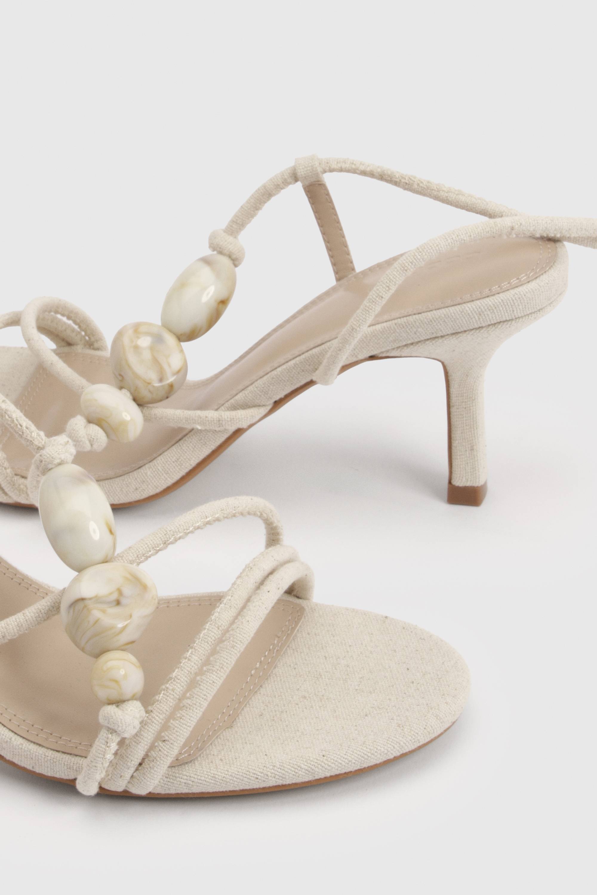boohoo Escarpins Stiletto À Brides Asymétriques En Lin Avec Détails De Perles