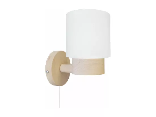 Applique bois naturel, métal blanc 19,5cm.
