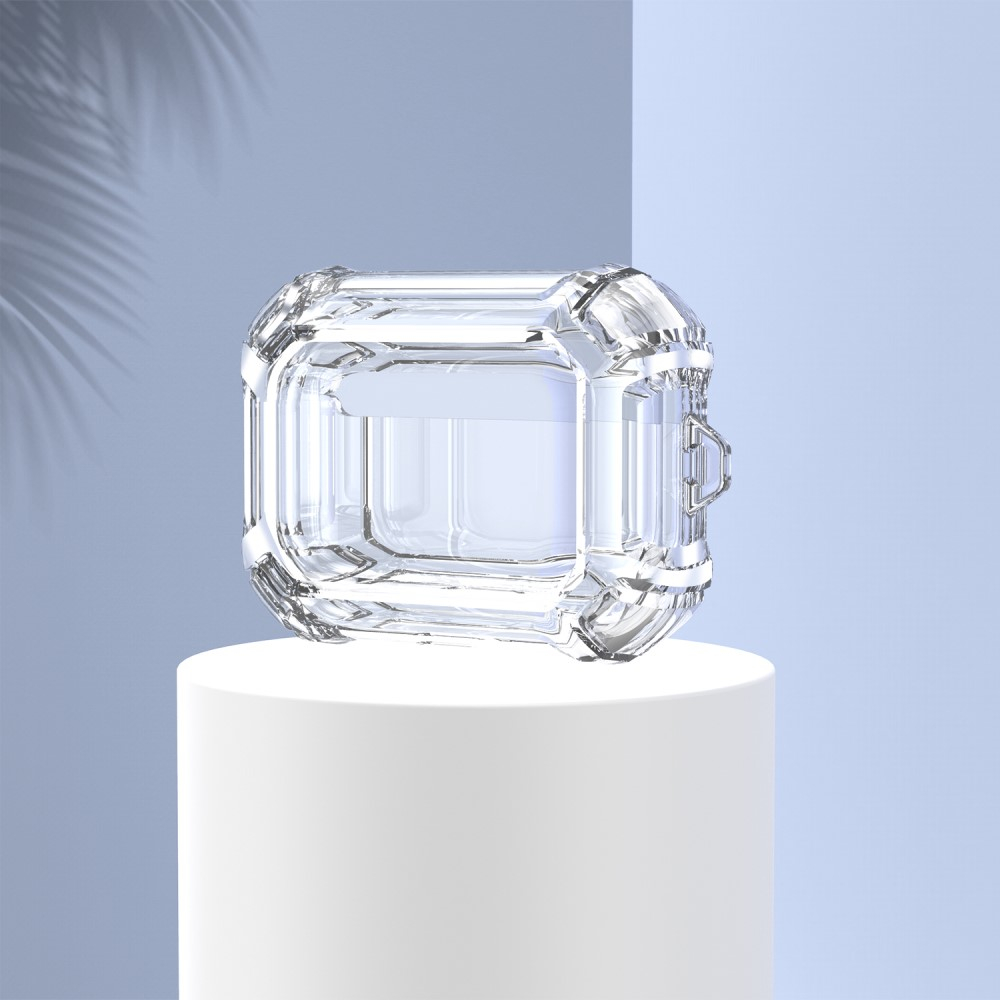 AirPods Pro Gummi Schutzhülle Air Cushion Fallschutz   Karabinerhaken - Transparent