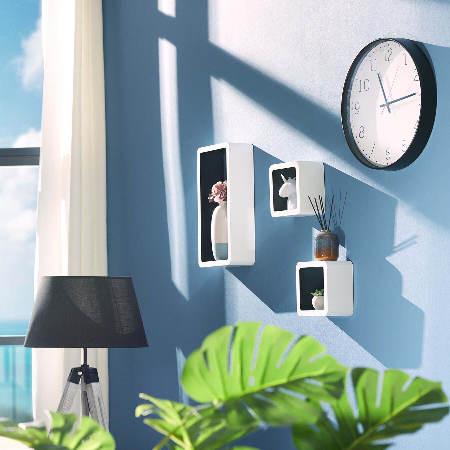 tectake® 3er Set Wandregal, Retro-Stil, mit abgerundeten Ecken, vielseitig verwendbar