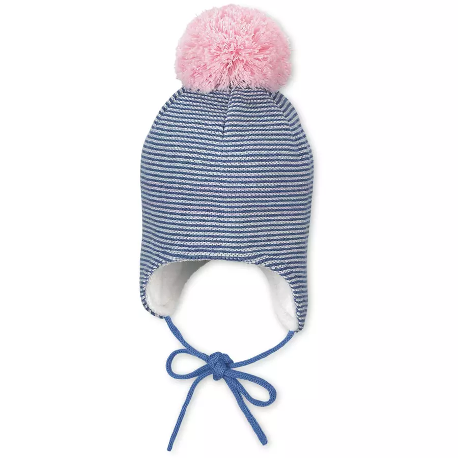 Sterntaler Baumwoll-Strickmütze mittelblau