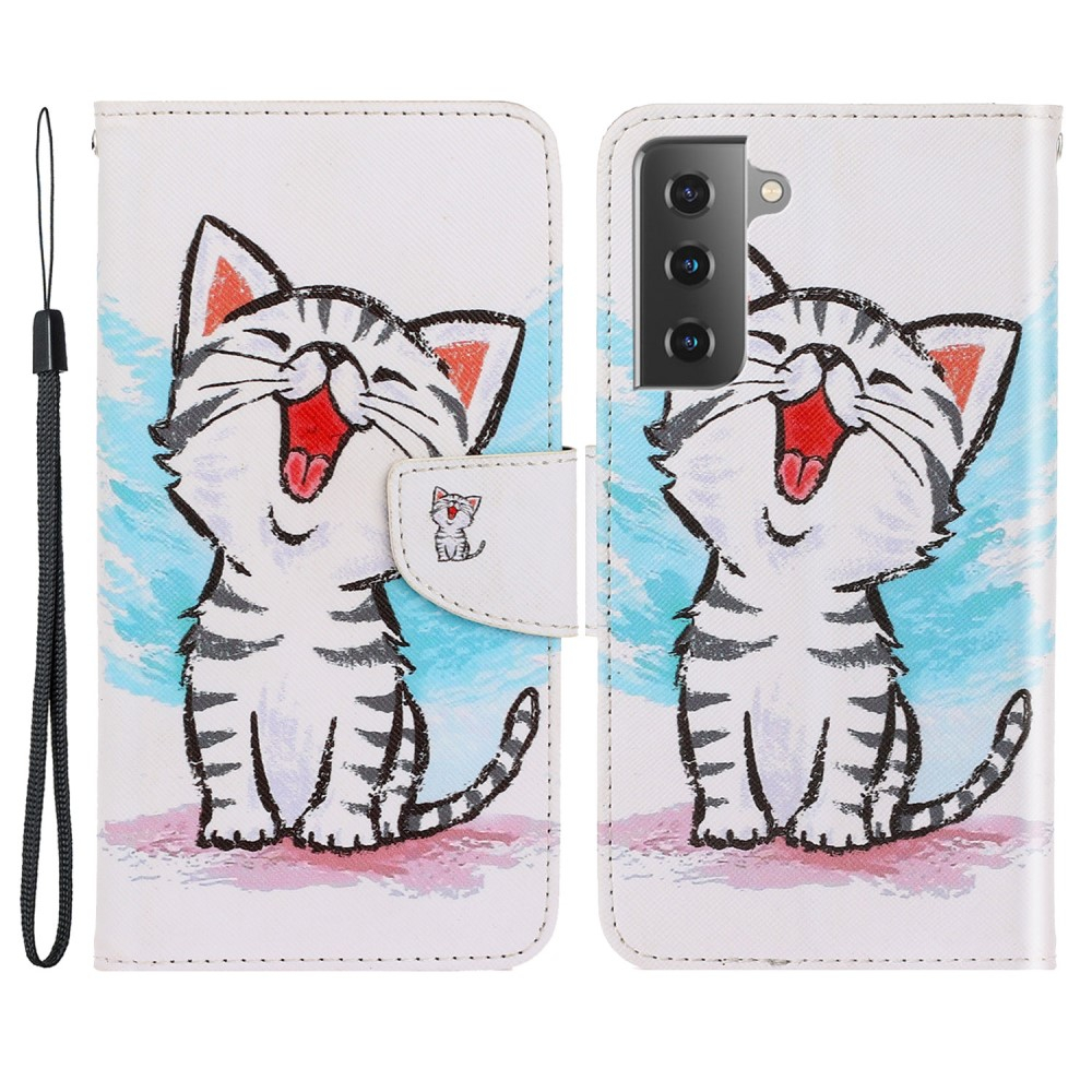 Samsung Galaxy S21 FE 5G Leder Tasche - Katze