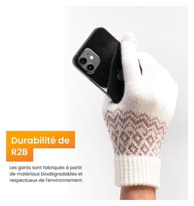 Gants Hiver R2B Gants tactiles tricotés Taille S/M Blanc