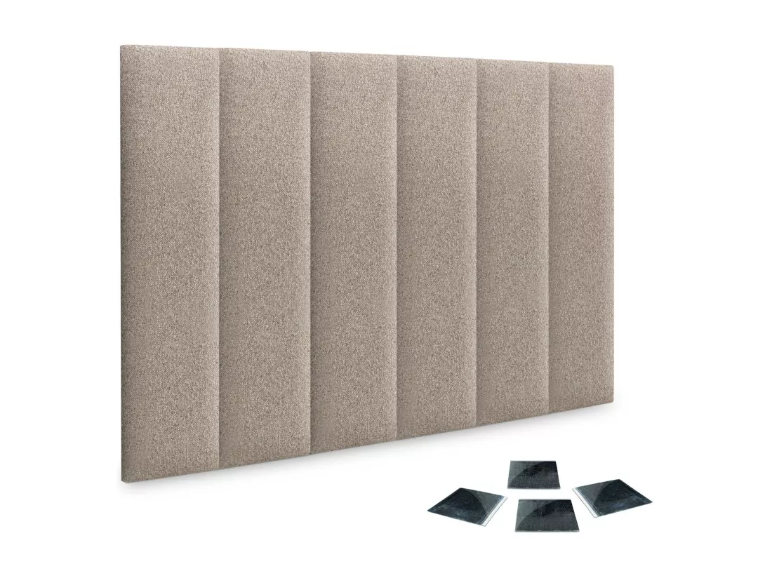 DHOME Lot de 6 Panneaux Rembourrés en Tissu Aqualine Autocollants pour Mur Acoustiques Absorbants Protection contre les Chocs (Sable, 60x20cm, x6)