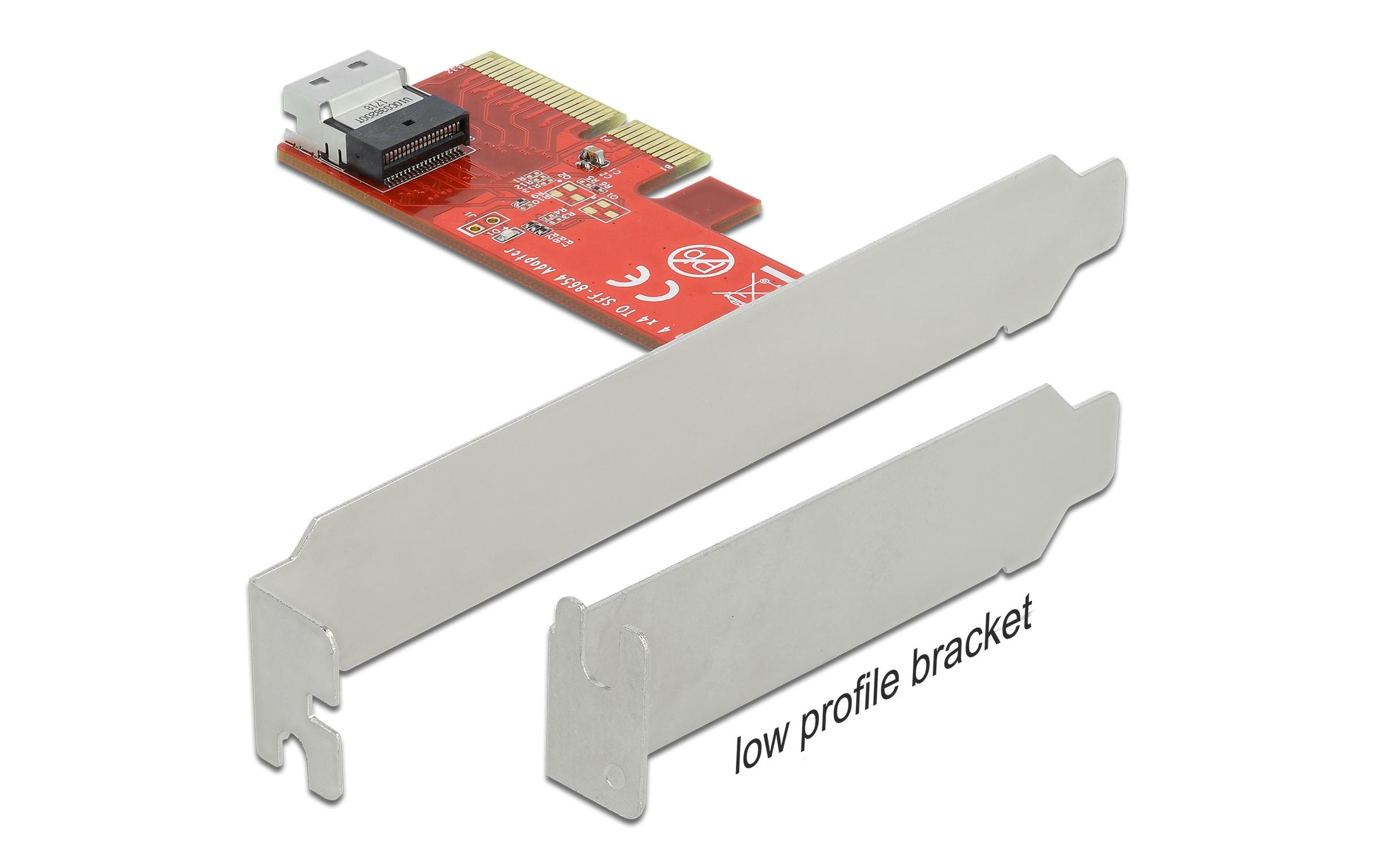 Host Bus Adapter PCI-Ex4v4 - 1x SFF-8654 4i NVMeDelock PCI Express x4 Karte zu 1 x intern SFF-8654 4i NVMe – Low Profile Formfaktor