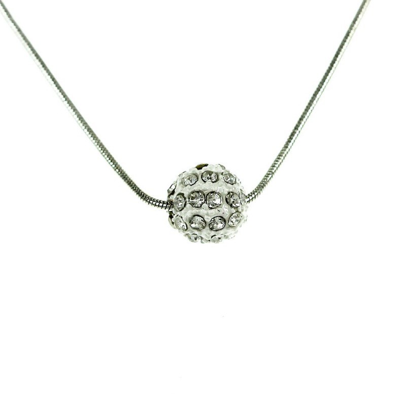 Collier perle de shambalah blanche