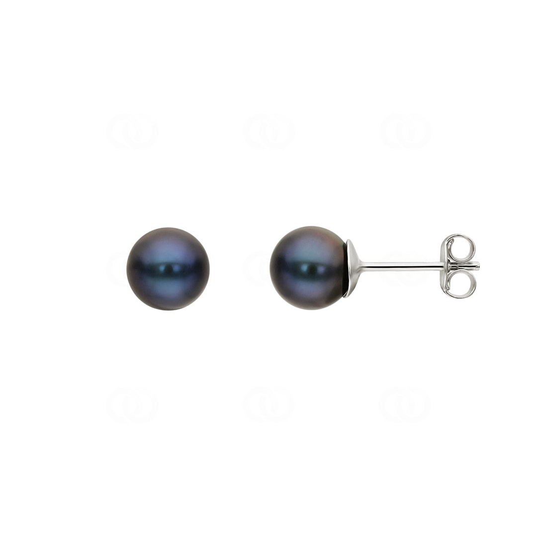 Ohrstecker 925 Silber rhodiniert mit Tahiti-Kulturperle Ø 7mm