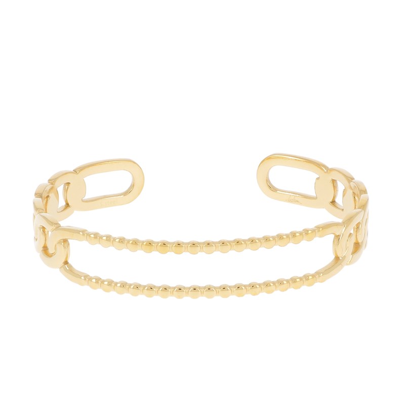 Bracelet rigide en acier doré ajustable