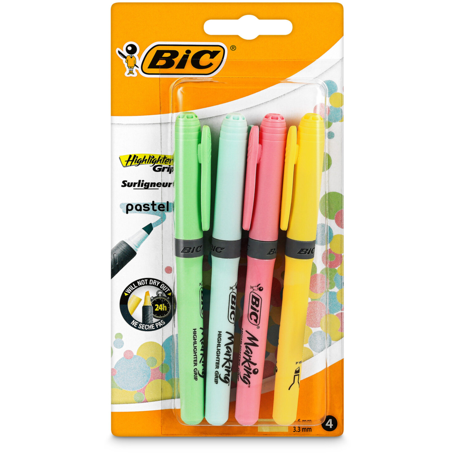Bic Pocket Marker Grip Pastel 4 Stück