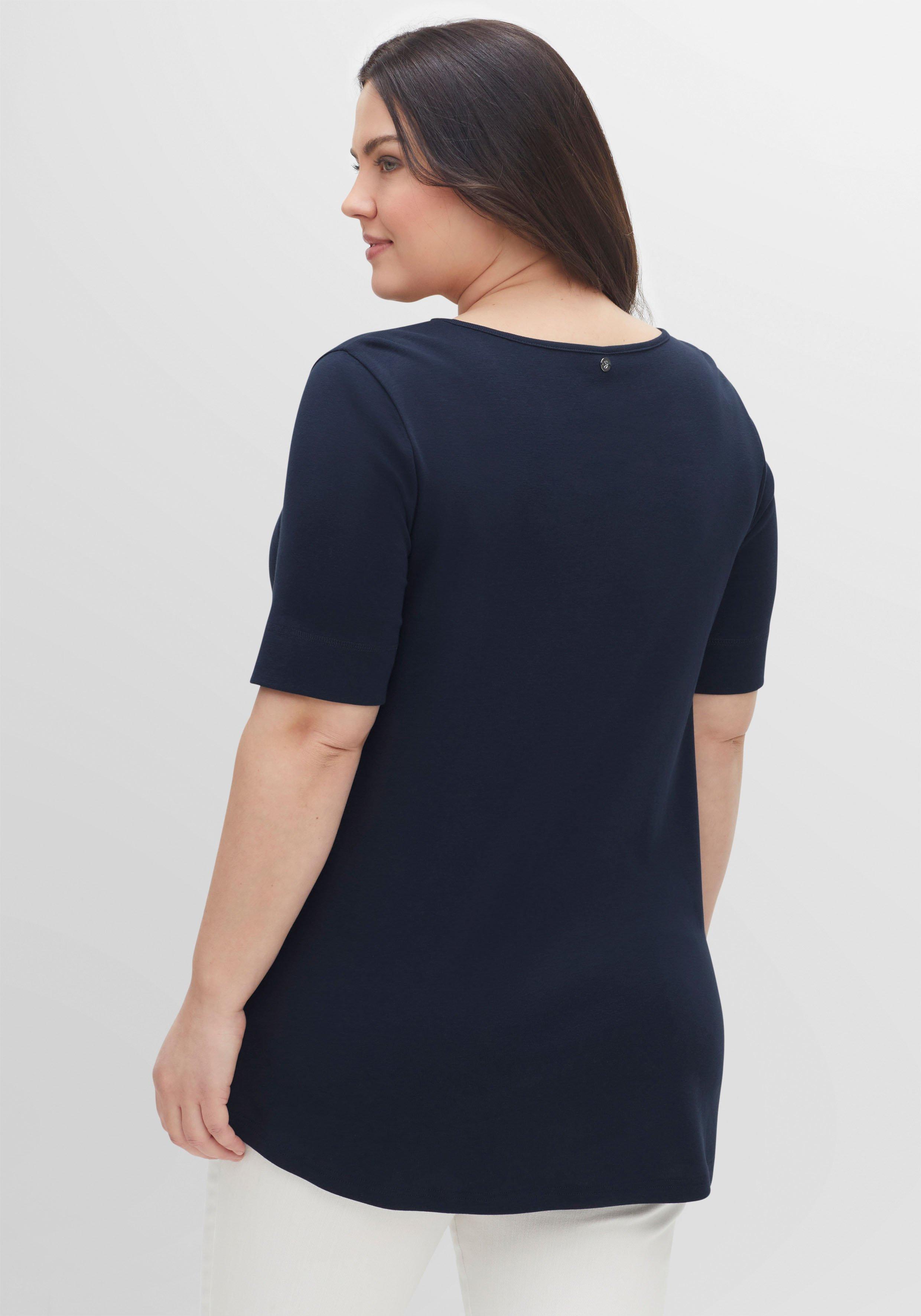 Longshirt mit abgerundetem Saum