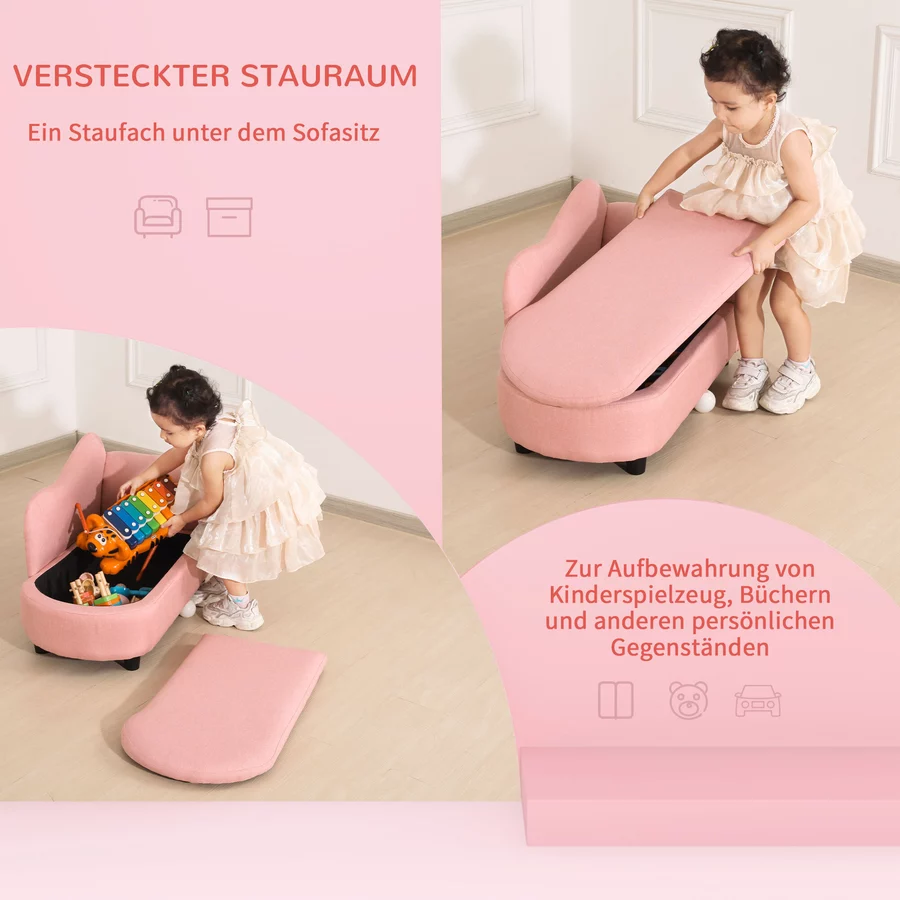 HOMCOM Kindersofa mit Armlehne rosa