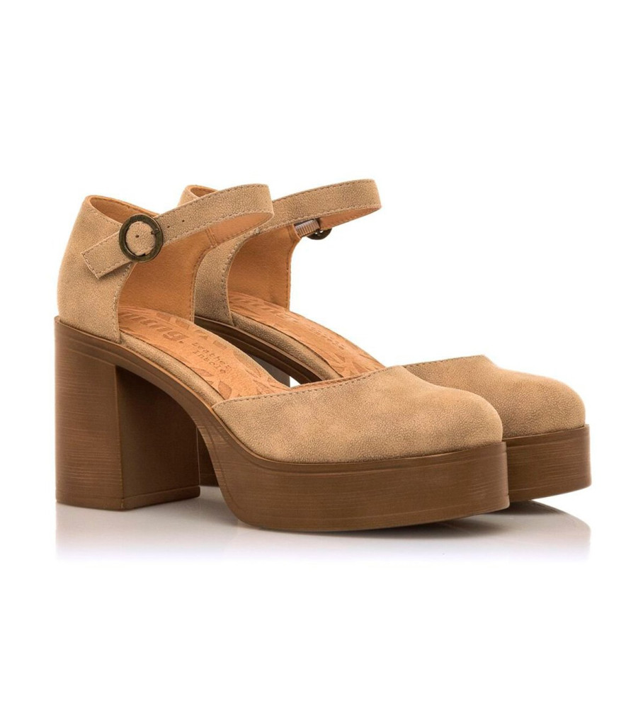Sapatos Mustang Sixties Bege - Altura do Salto 8cm -